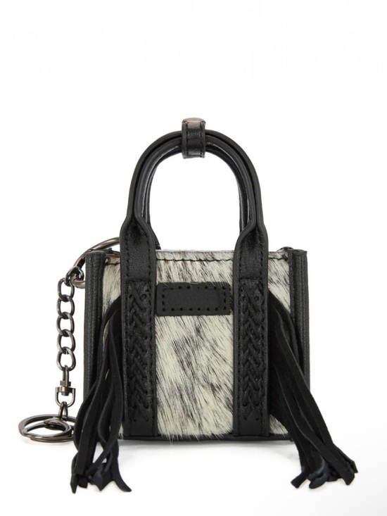 Wrangler Handbags - Wrangler Cowhide Mini Fringe Tote Bag Keychain